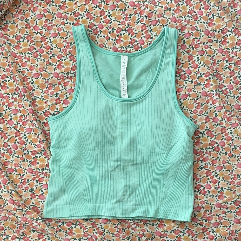 Lululemon Ebb to Street Cropped Tank Top - Rib Map Wild Mint / Ice Green